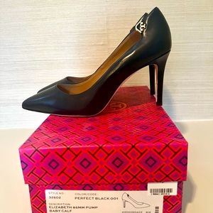 Tori Burch Elizabeth 85 mm black leather pump